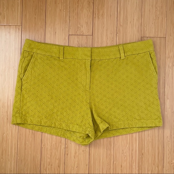 LOFT Pants - Ann Taylor Loft Yellow Green Knit Textured Cotton 3.5 In